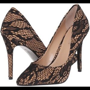 Charles David black nude lace heels